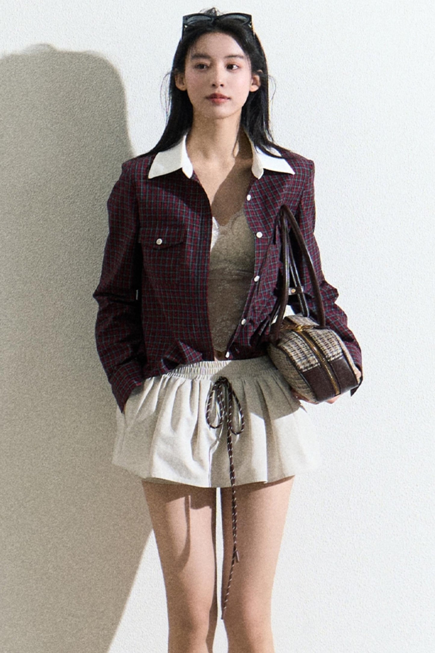 Cotton Bubble Braided Drawstring Skirt
