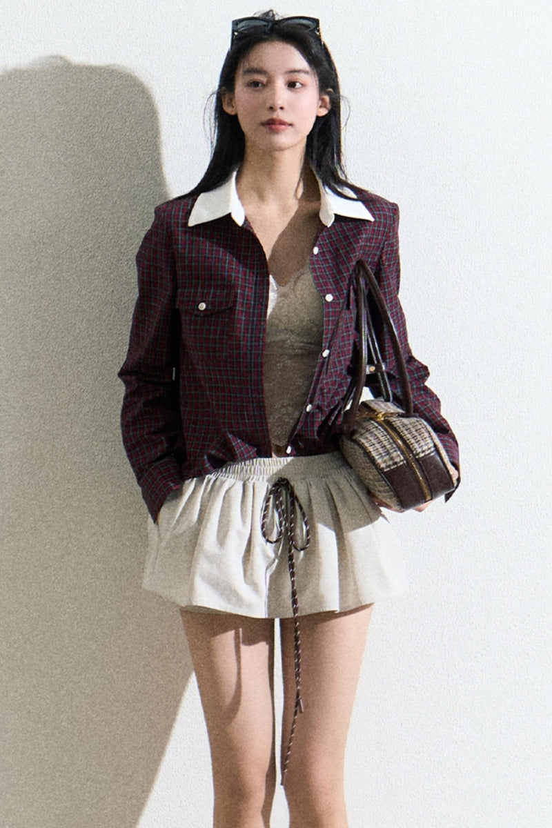 Cotton Bubble Braided Drawstring Skirt