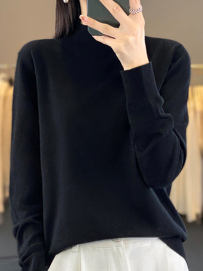 Autumn Knit Warm Half-turtleneck Sweater Wu019