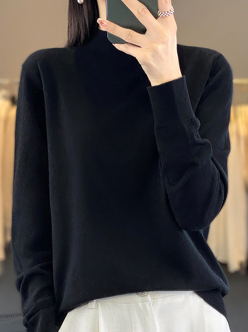 Autumn Knit Warm Half-turtleneck Sweater Wu019