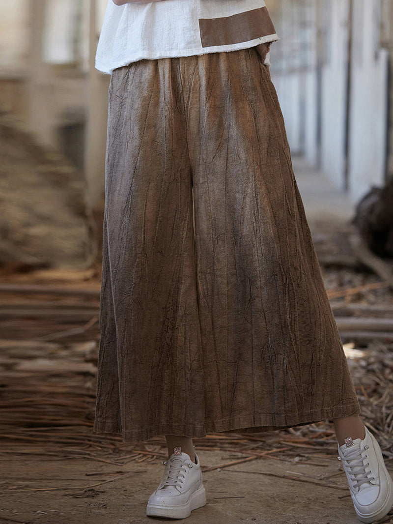 Summer Tie-dye Ramie Wide-leg Pants Io1009