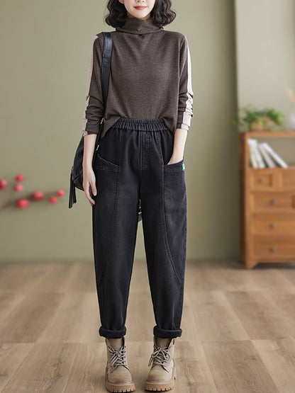 Autumn Fleece-lined Harem Pants Qn025