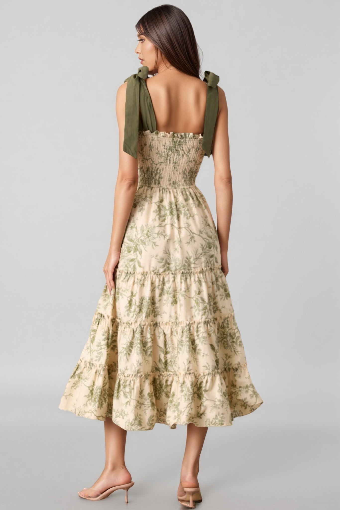 Manua Ivory Green Midi Dress