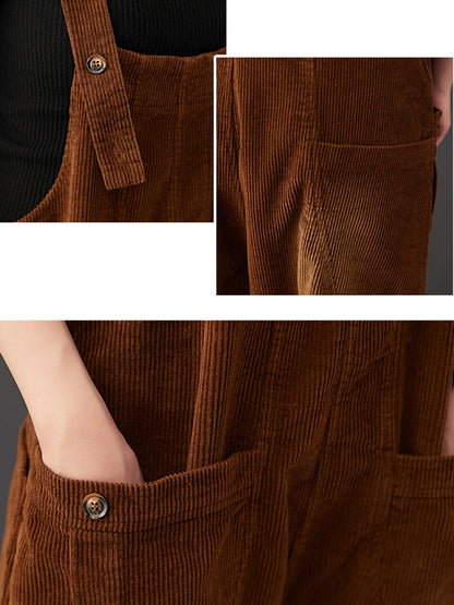Commute Autumn Corduroy Loose Jumpsuits Ak1022
