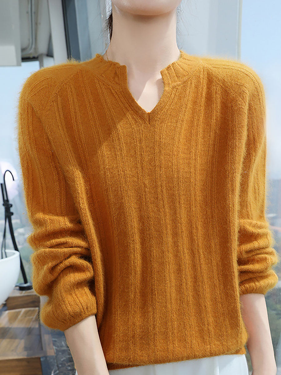 Autumn V-neck Wool Warm Knit Sweater Av1013
