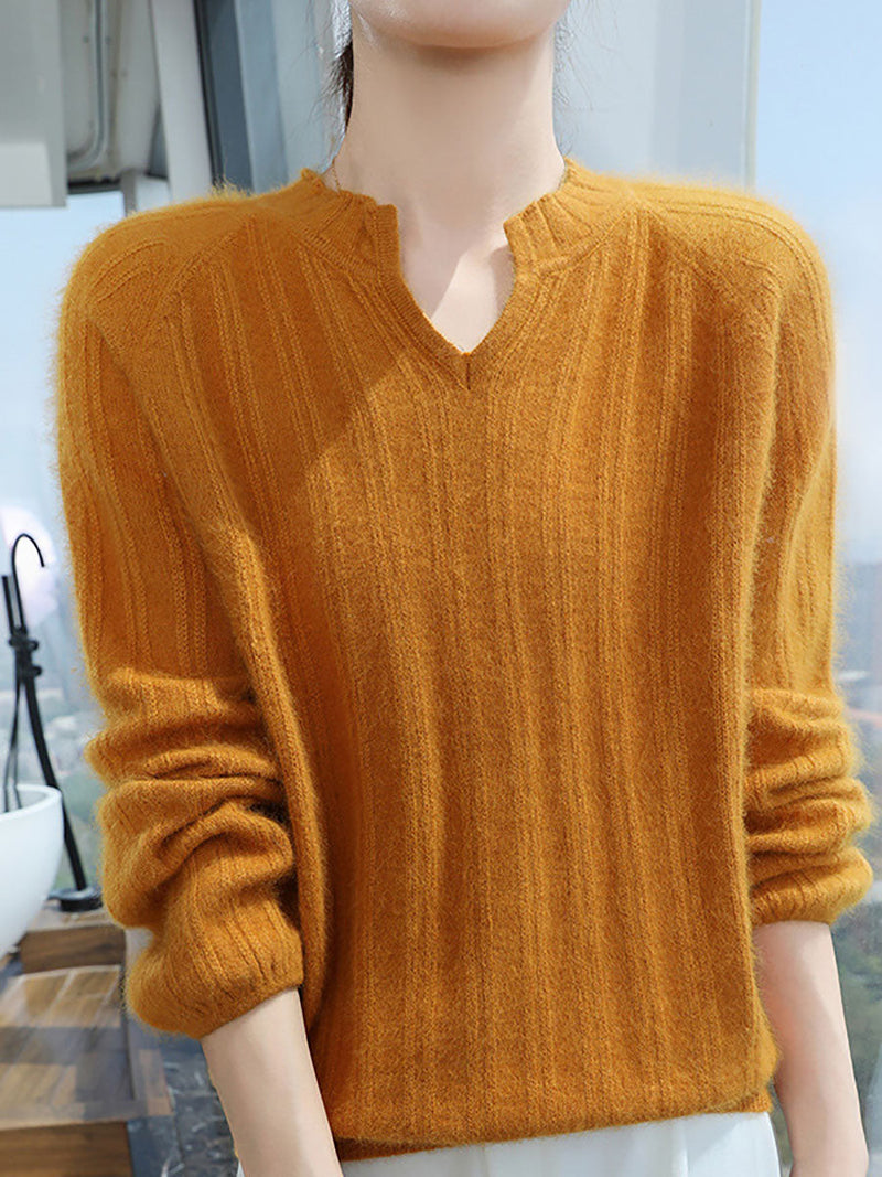 Autumn V-neck Wool Warm Knit Sweater Av1013