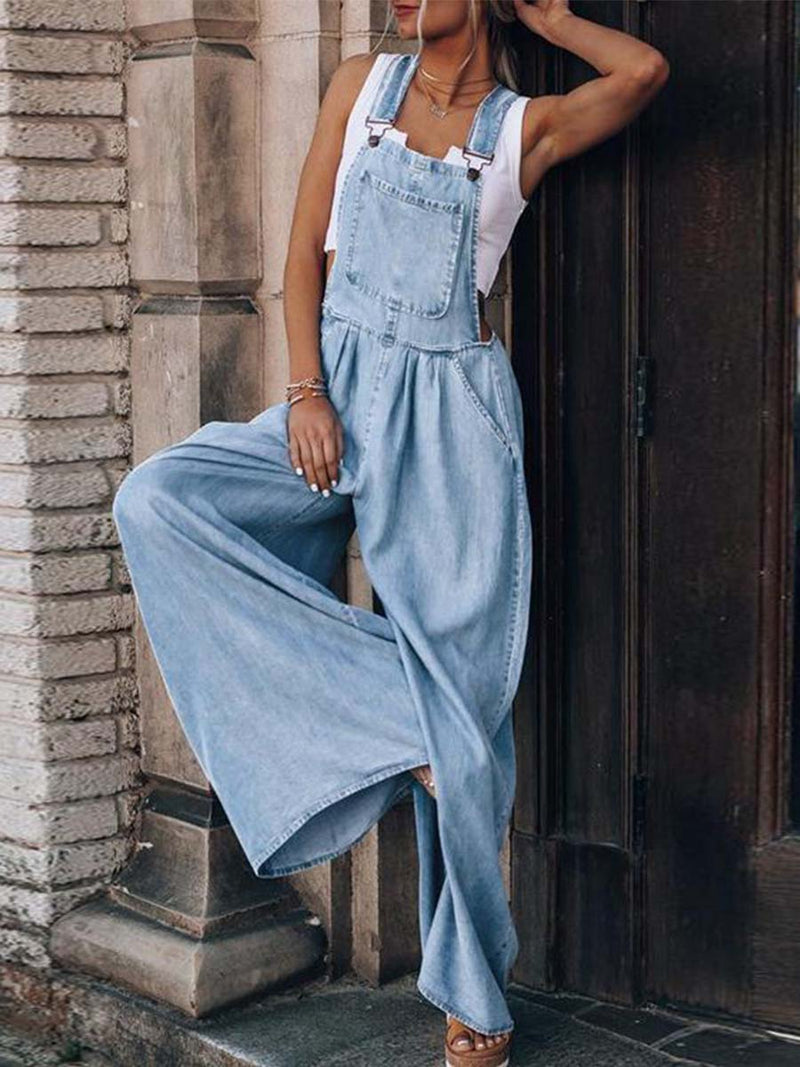 Denim Loose Pocket Jumpsuit