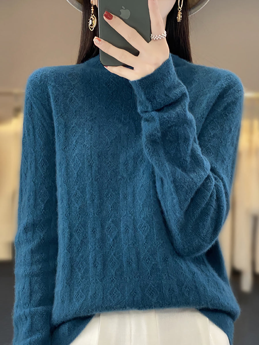 Autumn Turtleneck 100%wool Knit Sweater Qu028