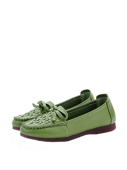 Summer Soft Leather Weave Flat Shoes Fg1019