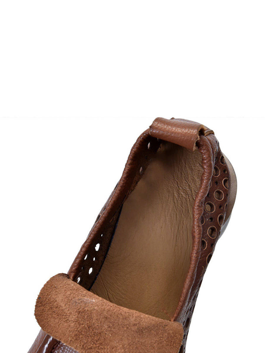 Summer Cutout Leather Low Heel Shoes Kl1023