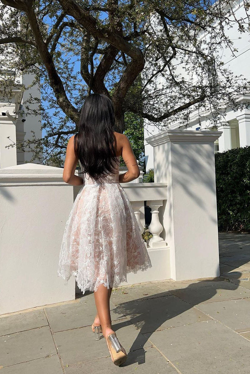Romantic Summer Strapless Midi Dress