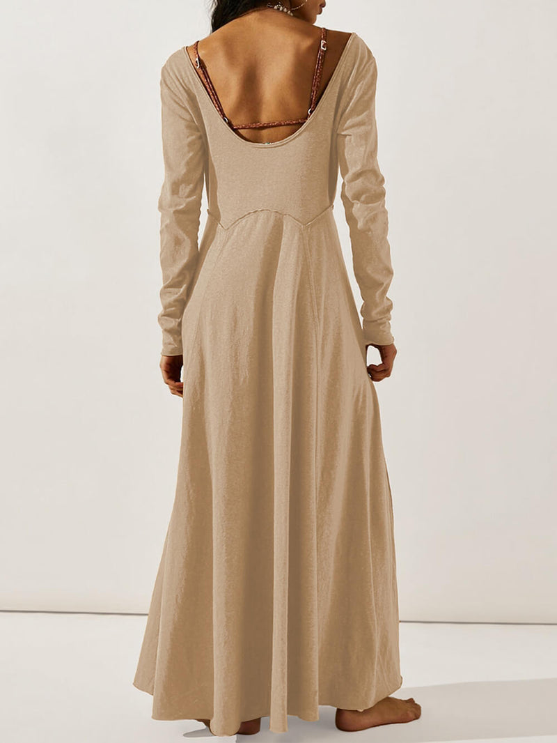 Color Button Maxi Dress