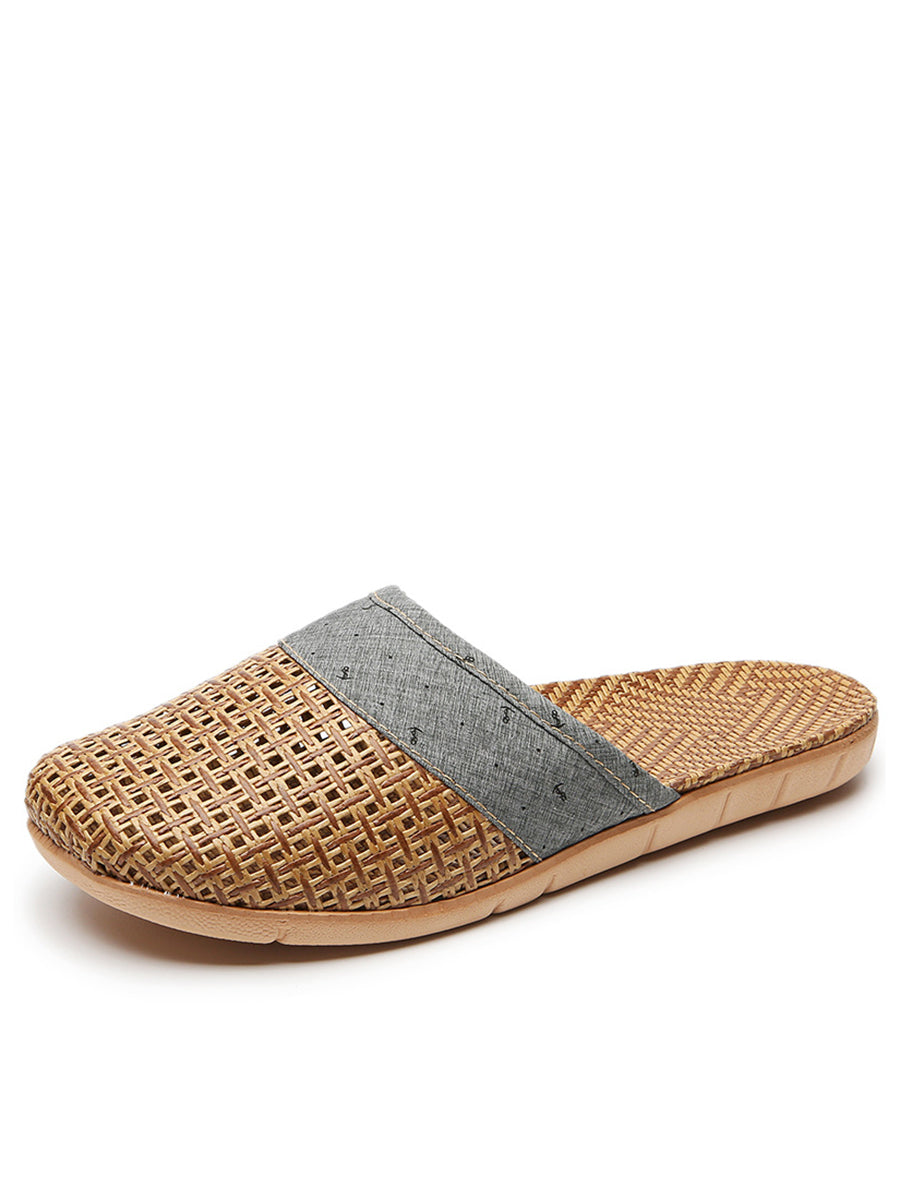 Summer Bamboo Weaving Spliced Slippers Fg1022