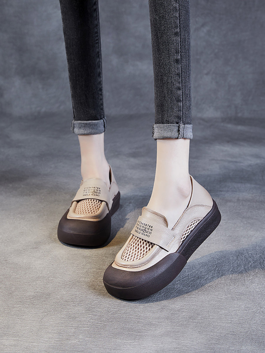 Summer Leather Cutout Flat Shoes Pp1030