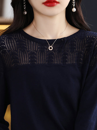 Autumn Knit 100%wool O-neck Sweater Qm019