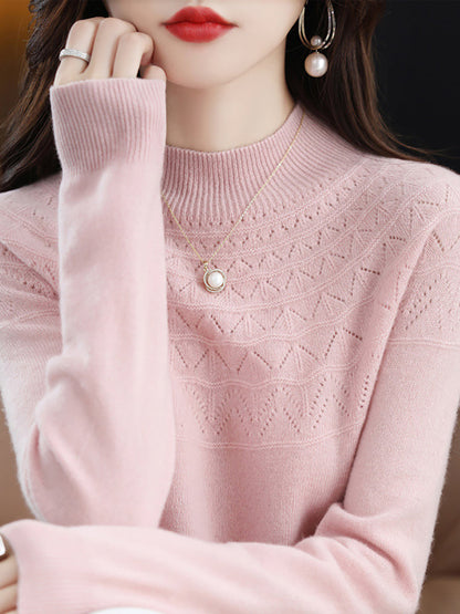 Autumn Cable Knit 100%wool Half Turtleneck Sweater Qn017
