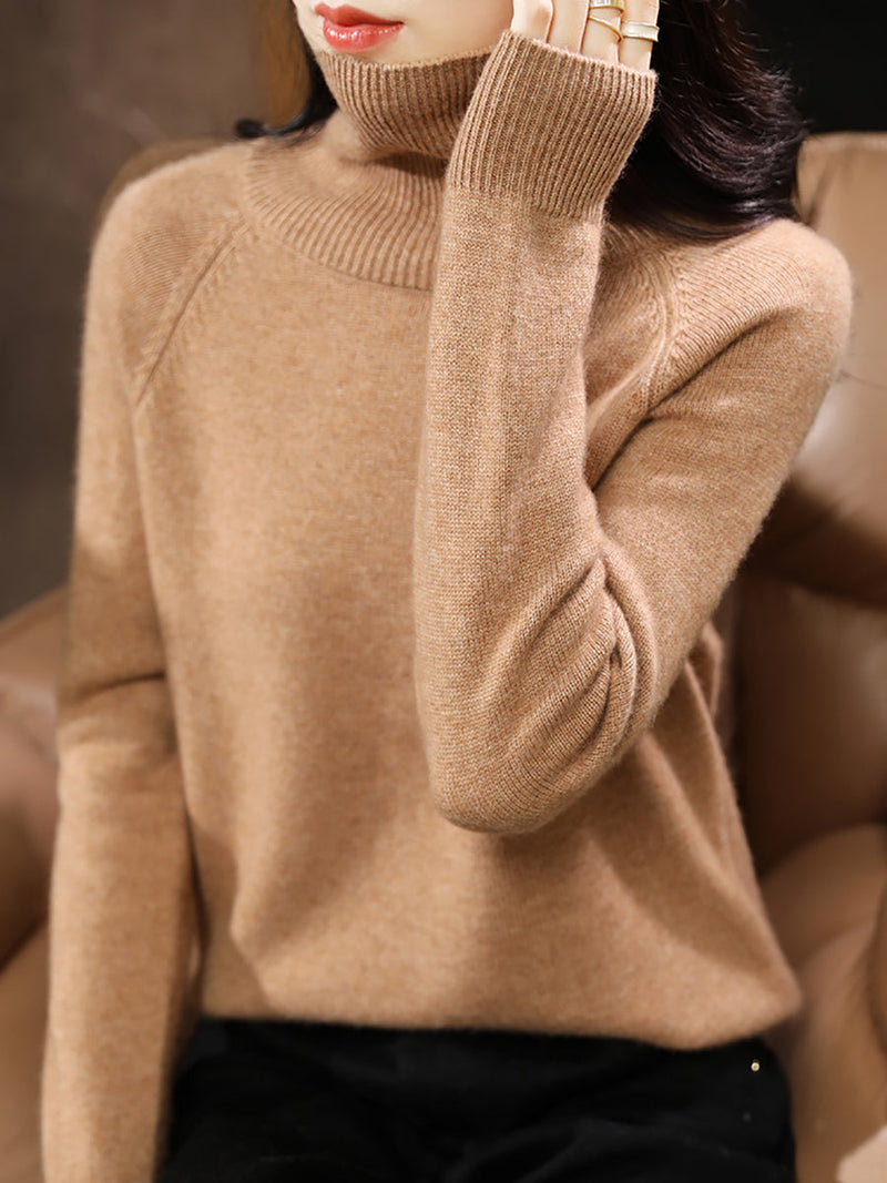 Autumn Knit 100%wool Turtleneck Sweater Qm031