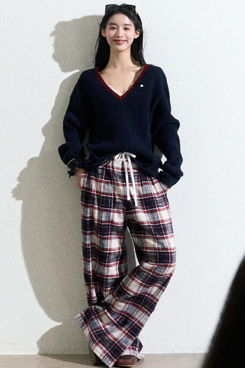 Navy V-neck Knit Cardigan