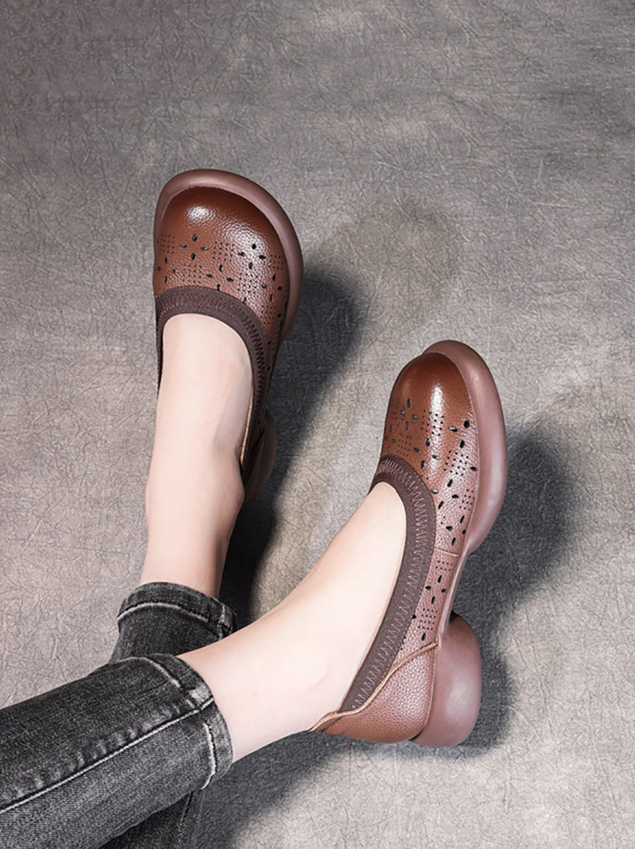 Summer Genuine Leather Low Heel Shoes Ii1024