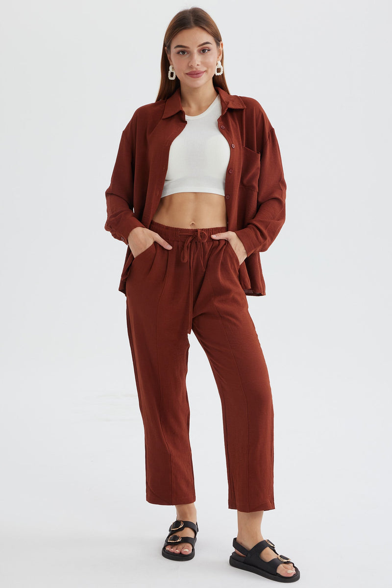Long Sleeve Color Shirt Long Pants Set