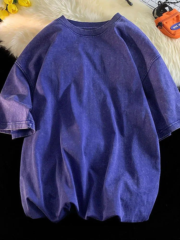 100% Combed Cotton T-shirt Acid Washed T Shirt for T-shirt Y2k Top Tee ’s Clothing
