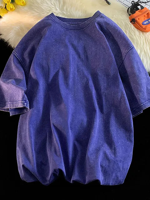 100% Combed Cotton T-shirt Acid Washed T Shirt for T-shirt Y2k Top Tee ’s Clothing