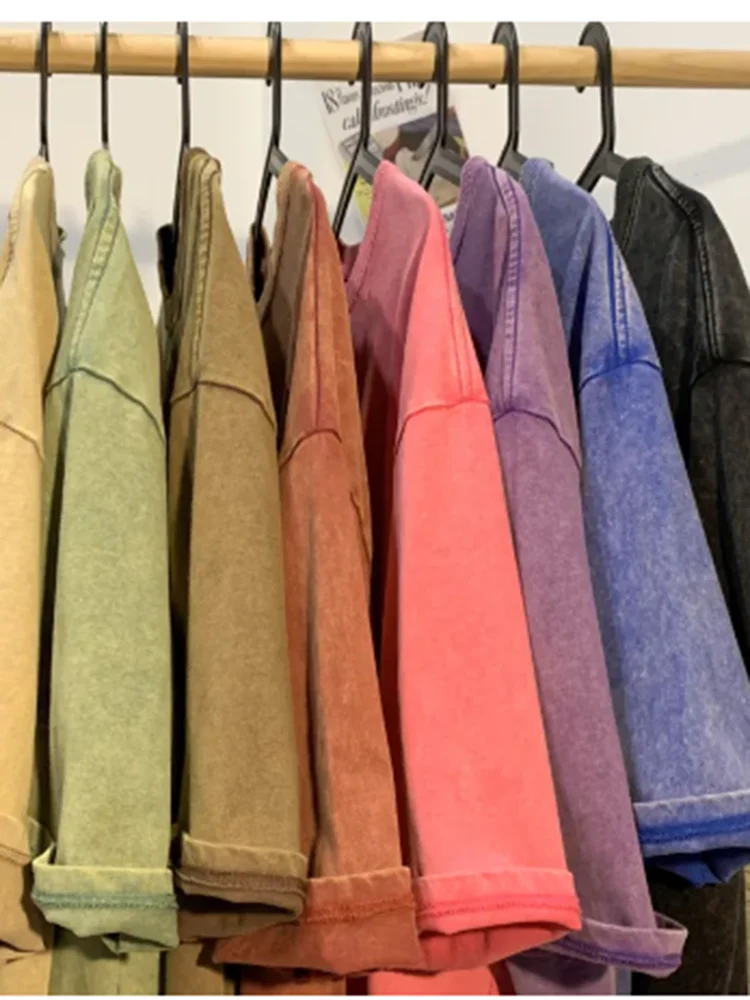 100% Combed Cotton T-shirt Acid Washed T Shirt for T-shirt Y2k Top Tee ’s Clothing