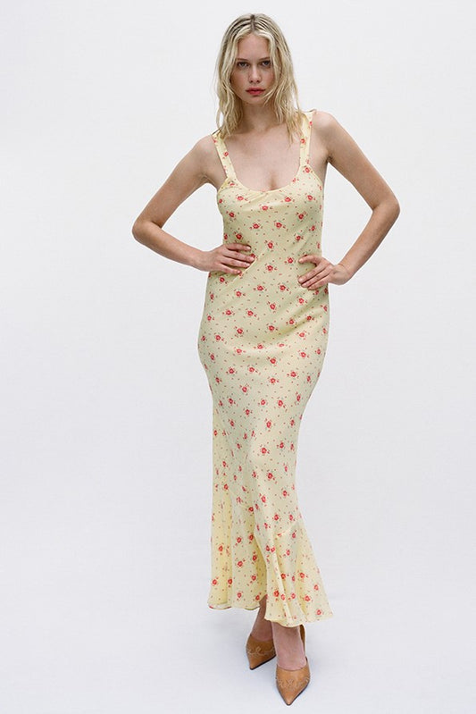 U-neck Sleeveless Fishtail Midi Dress