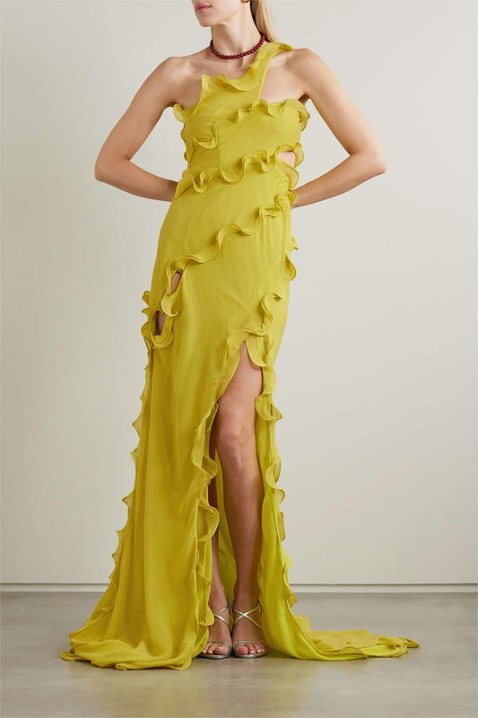 Frill Split Maxi Dress