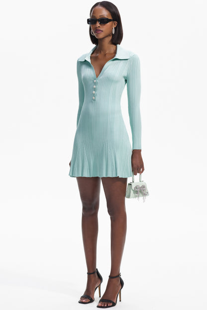 Knit Long Sleeve Rhinestone Bottom Mini Dress