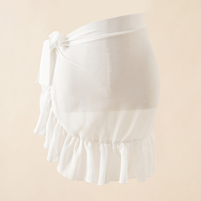 Convertible Wrap Split-sides Maxi Skirt Cover-up in White