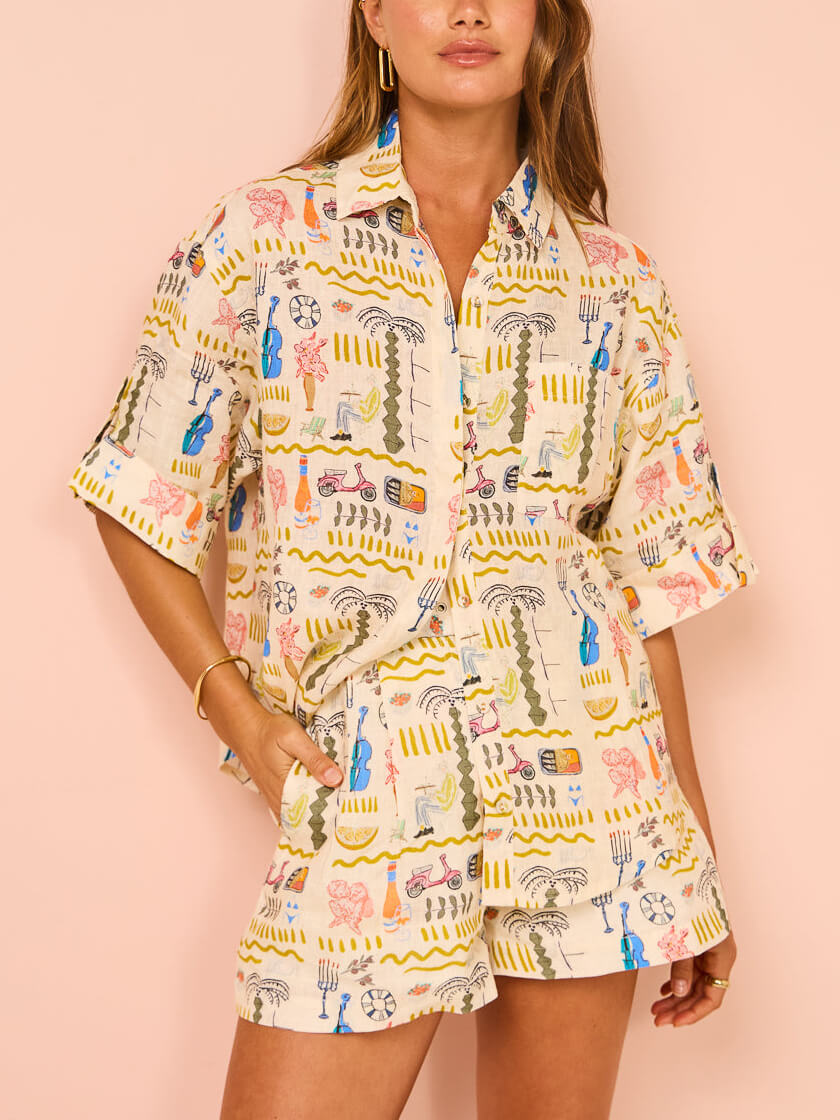 Printed Loose Shorts Set