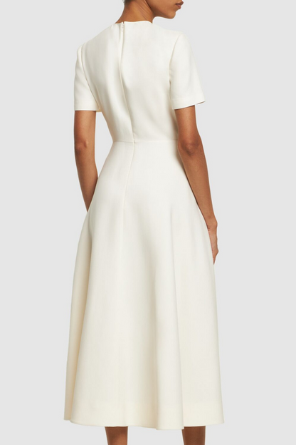 Ava Applique Short Sleeves Midi Dress