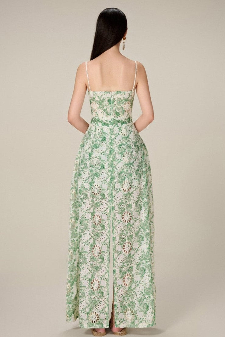 Lace Pleated Sleeveless Split Maxi Top �?mid Waist Mini Pants Set