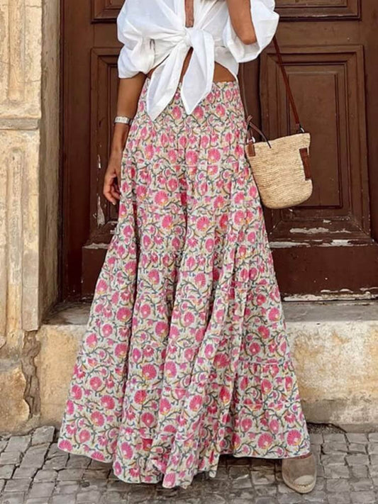 Rose Print Maxi Skirt