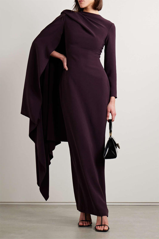 One Sleeve Cape Maxi Dress