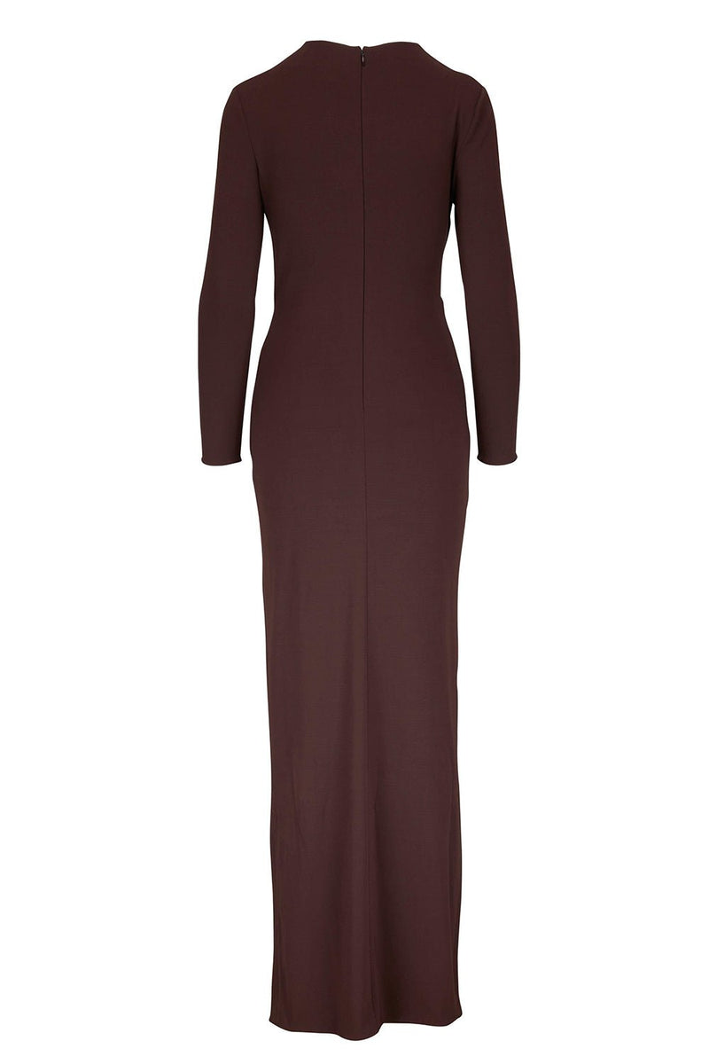 Jersey Ruched Round Neck Maxi Dress