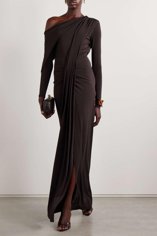 Jersey Off-shoulder Maxi Dress