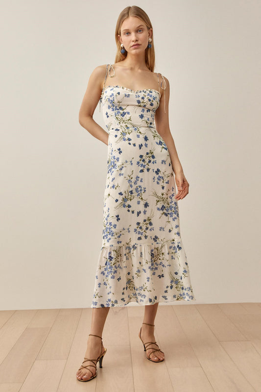 Lace Up Sleeveless Midi Dress