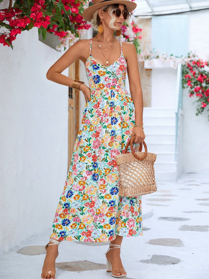 Summer Backless Split Halter Dress