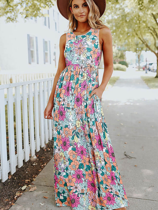 Sleeveless Maxi Dress: High Waist Hippie