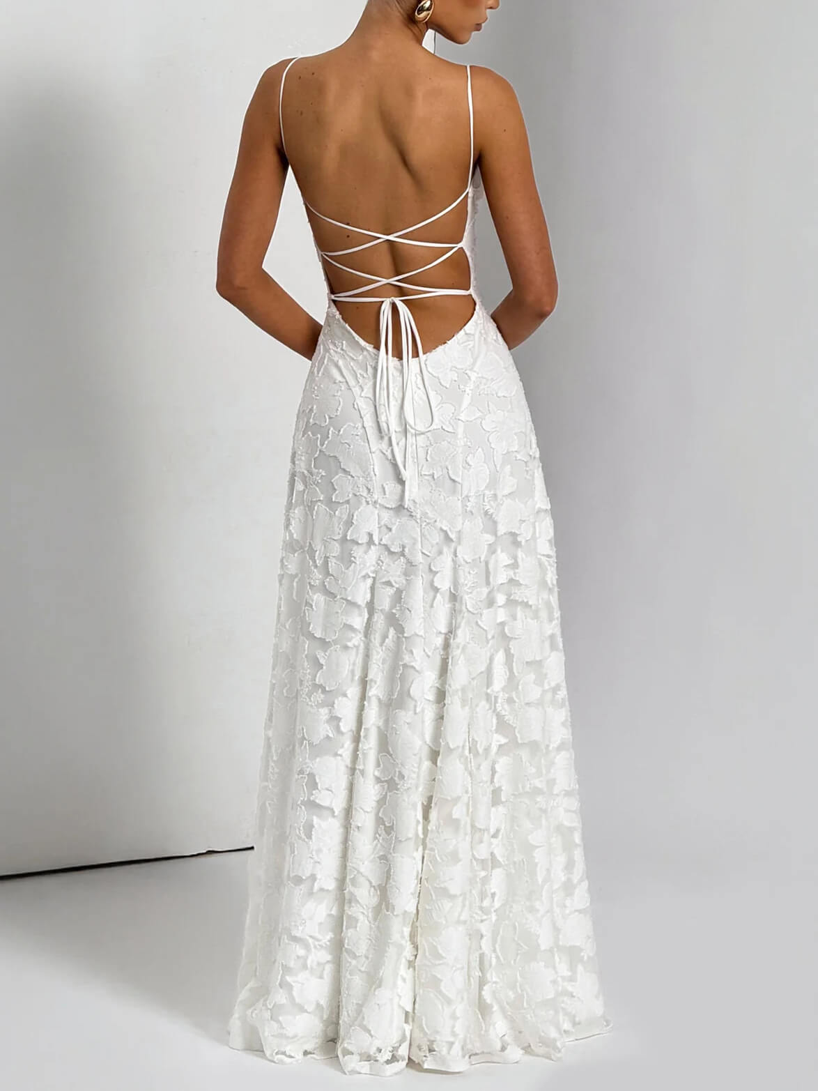 Thea - Textured Elegance Jacquard Maxi Dress