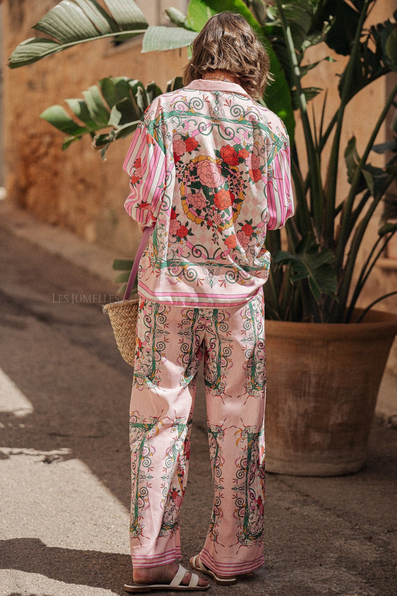 Bottom Long Sleeve Top �?mid Waist Wide Leg Pants Set