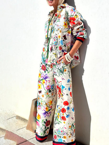 Oversized Unique Print Button Down Blouse