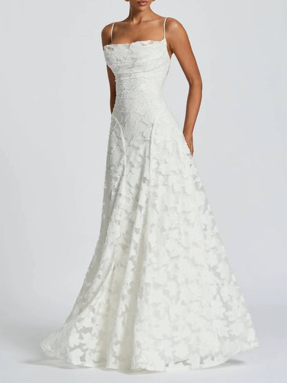 Thea - Textured Elegance Jacquard Maxi Dress