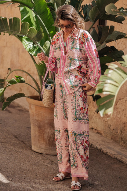 Bottom Long Sleeve Top �?mid Waist Wide Leg Pants Set