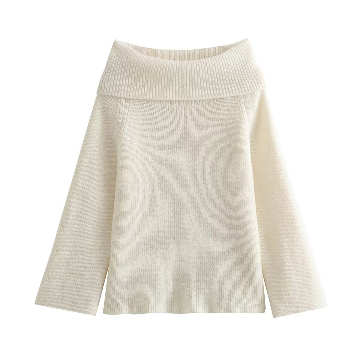 Off Shoulder Cropped Knitted Pullover Slash Neck Long Sleeve Female Sweater Autumn Lady Loose Jumpers Knit