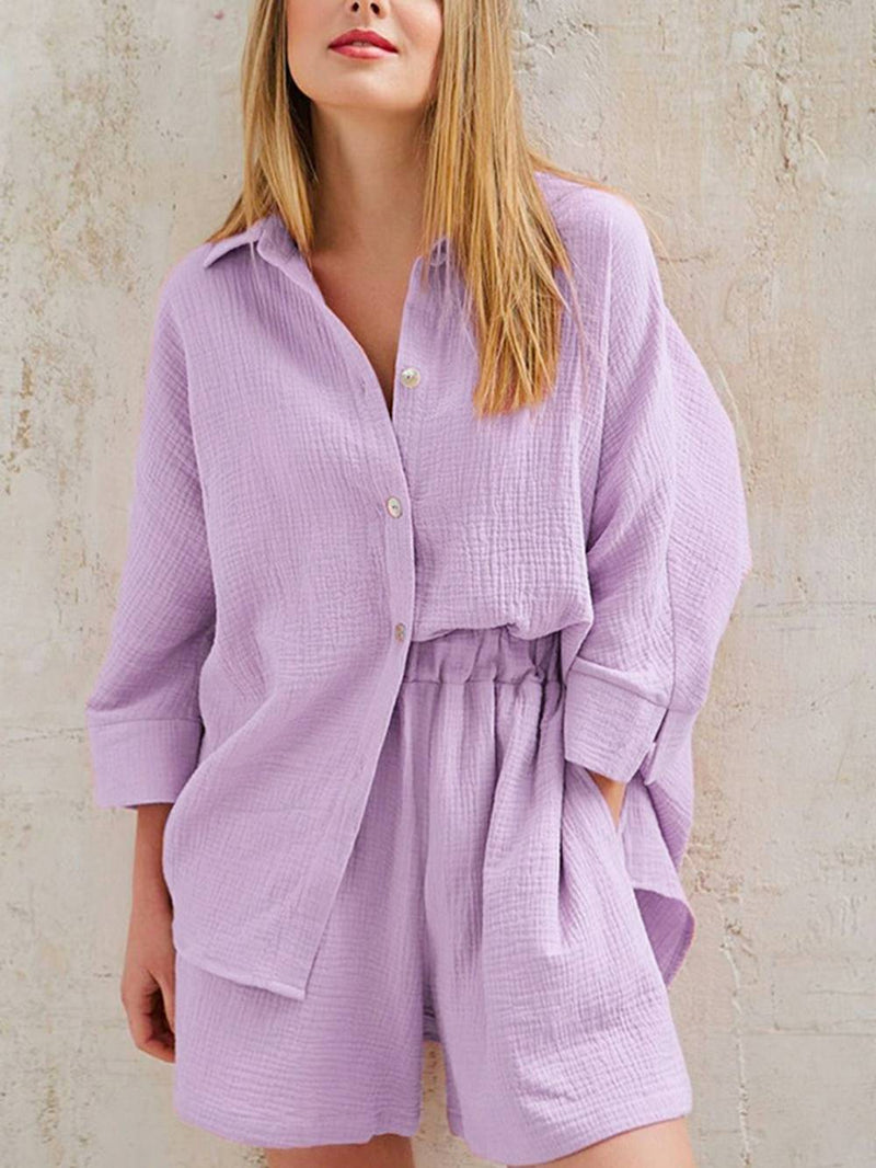 Intricate Cotton Co-ord Pink Shorts Set