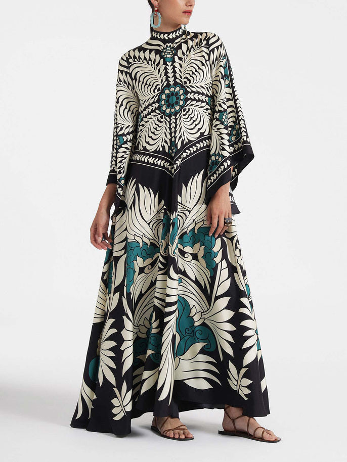 Unique Print Flowy Maxi Dress