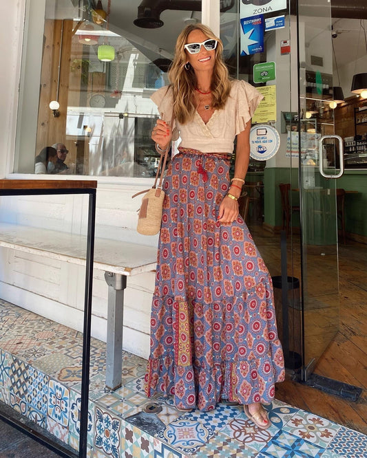 Fuchsia Totem Circular Maxi Skirt
